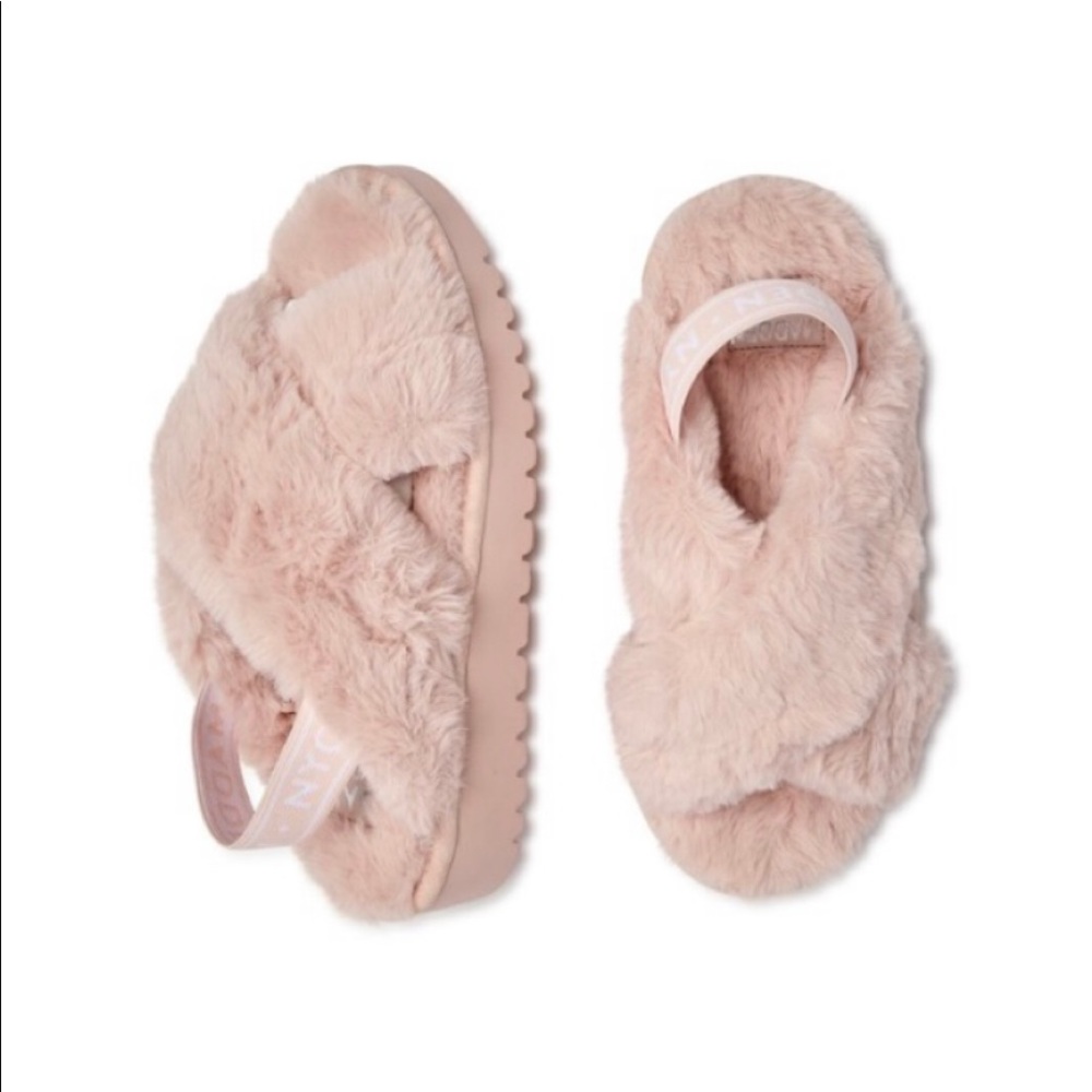 Madden NYC Women’s Faux Fur Crossband Platform Shoes